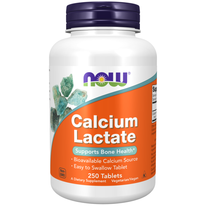 NOW Foods Calcium Lactate - 250 Tablets