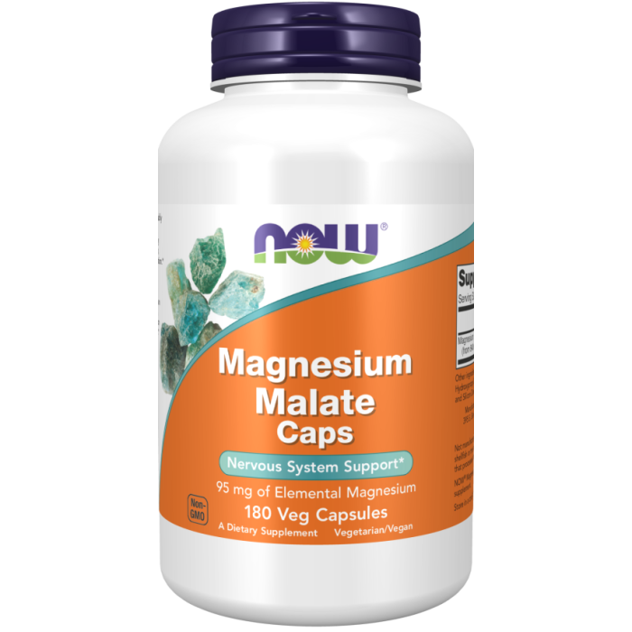 NOW Foods Magnesium Malate Caps - 180 Veg Capsules