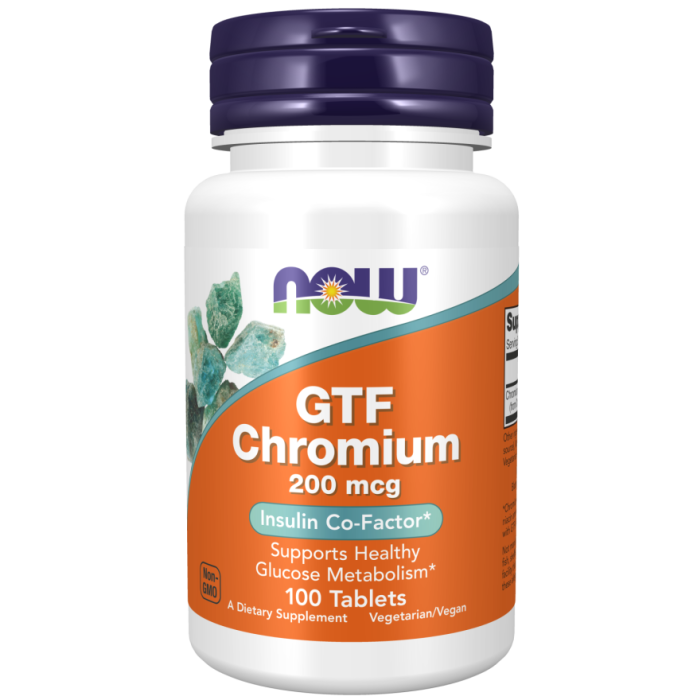 NOW Foods GTF Chromium 200 mcg Yeast Free - 100 Tablets