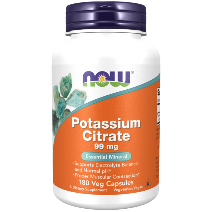 NOW Foods Potassium Citrate 99 mg - 180 Veg Capsules