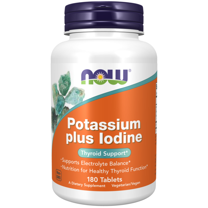 NOW Foods Potassium plus Iodine - 180 Tablets