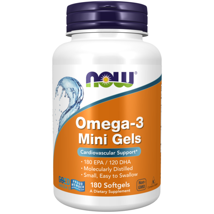 NOW Foods Omega-3 Mini Gels Fish Oil - 180 Softgels