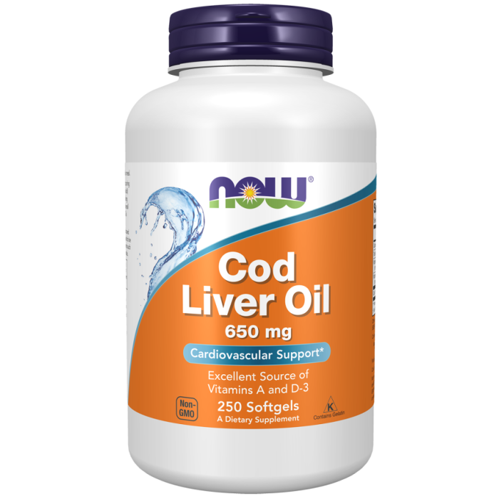 NOW Foods Cod Liver Oil 650 mg - 250 Softgels