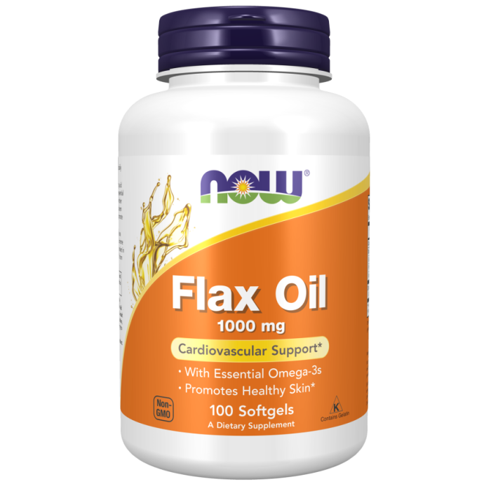 NOW Foods Flax Oil 1000 mg - 100 Softgels