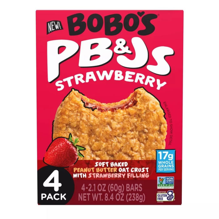 Bobo's PB&Js Strawberry Oat Bars - Front view