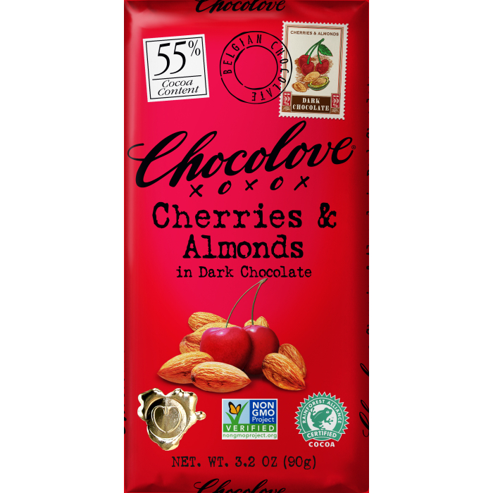 Chocolove Cherries & Almonds in Dark Chocolate, 3.2 oz.