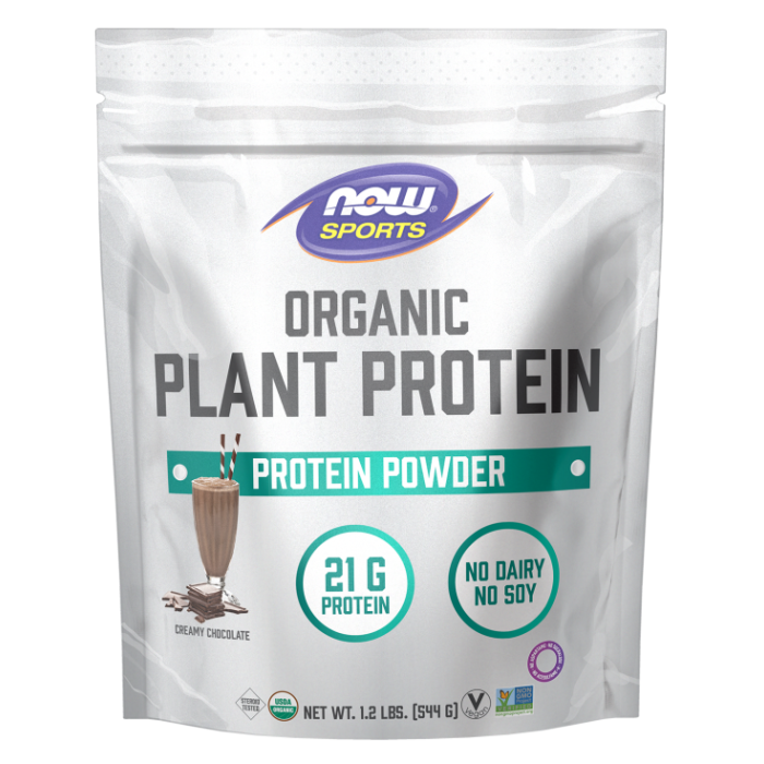 NOW Foods Plant Protein, Organic Creamy Chocolate Powder - 1.2 lbs.