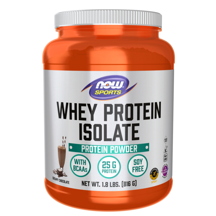 NOW Foods Whey Protein Isolate, Creamy Chocolate Powder - 1.8 lbs.