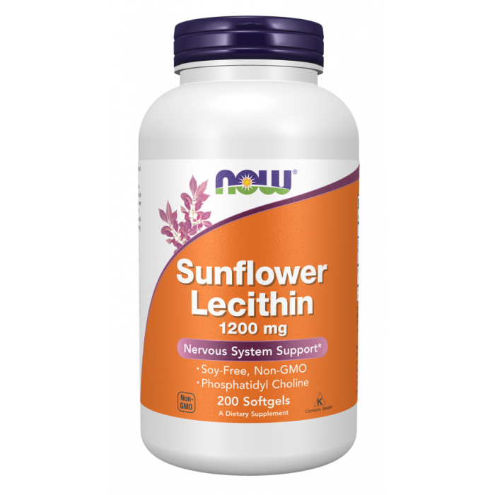 NOW Foods Sunflower Lecithin 1200 mg Soy-Free, Non-GMO - 200 Softgels