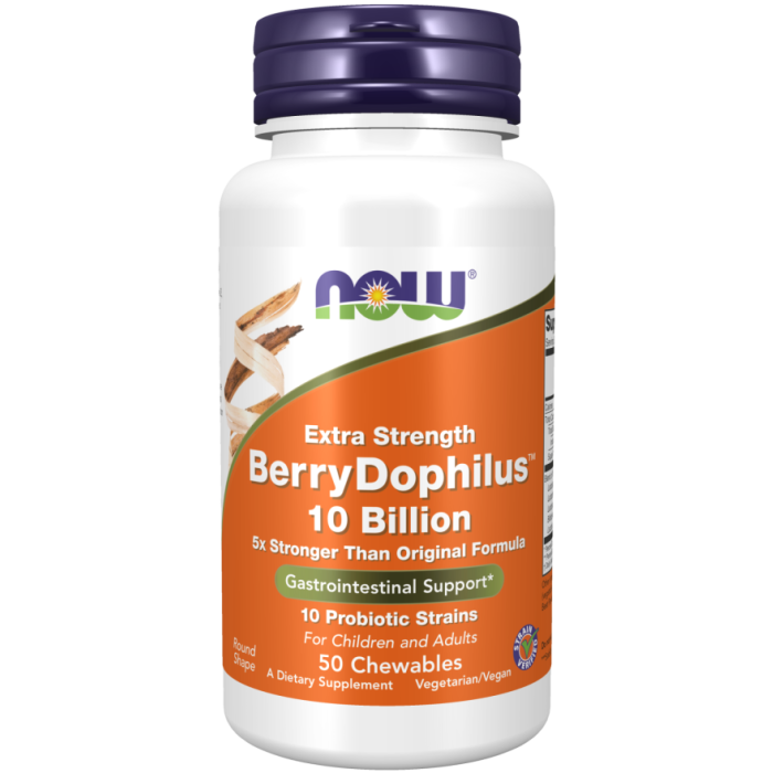 NOW Foods BerryDophilus™ Extra Strength 10 Billion - 50 Chewables