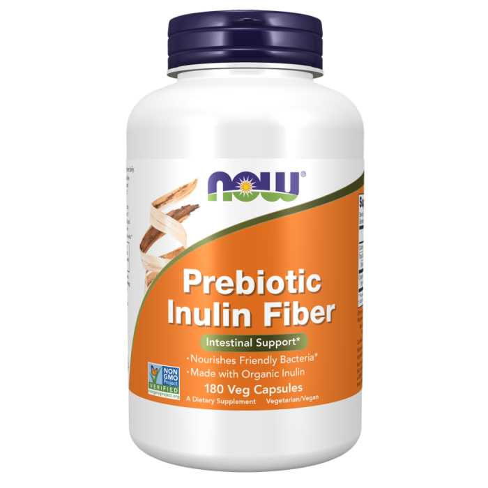 NOW Foods Prebiotic Inulin Fiber - 180 Veg Capsules