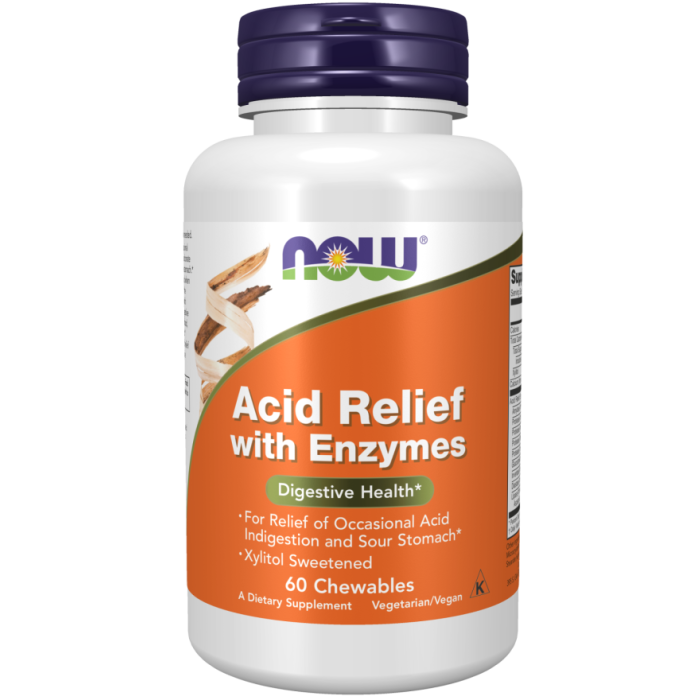 NOW Foods Acid Relief with Enzymes - 60 Chewables