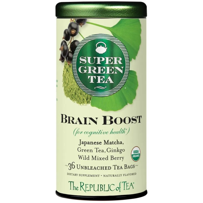 The Republic of Tea Organic Brain Boost SuperGreen Tea Bags - Front view