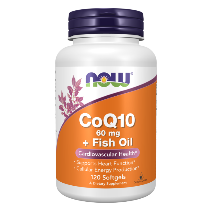 NOW Foods CoQ10 60 mg + Fish Oil – 120 Softgels