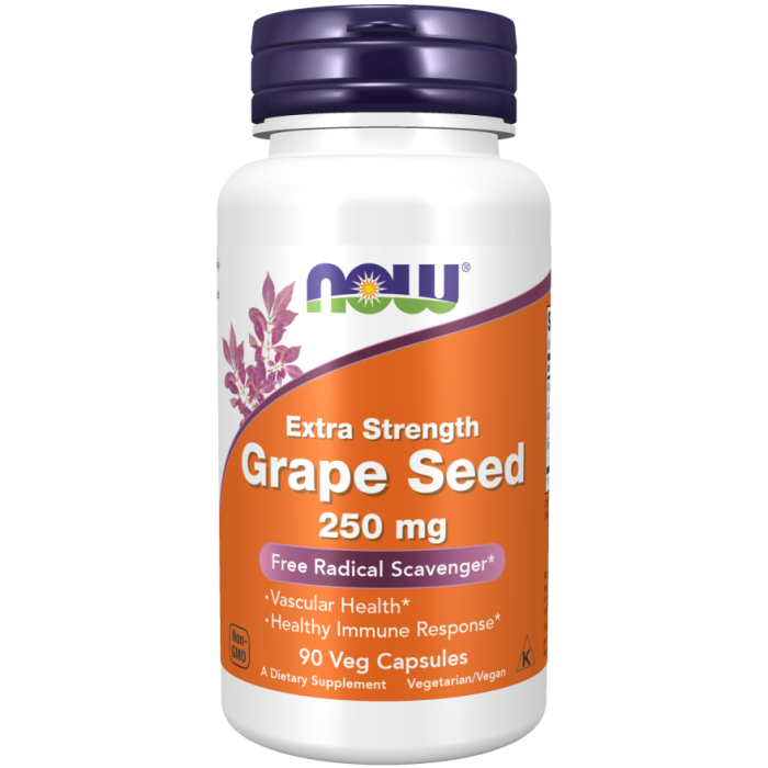 NOW Foods Grape Seed, Extra Strength 250 mg - 90 Veg Capsules