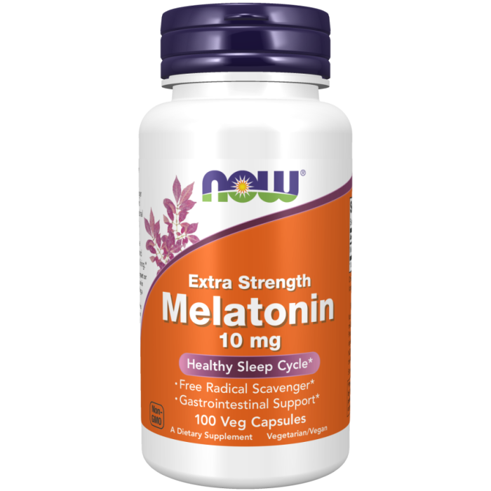 NOW Foods Melatonin, Extra Strength 10 mg - 100 Veg Capsules