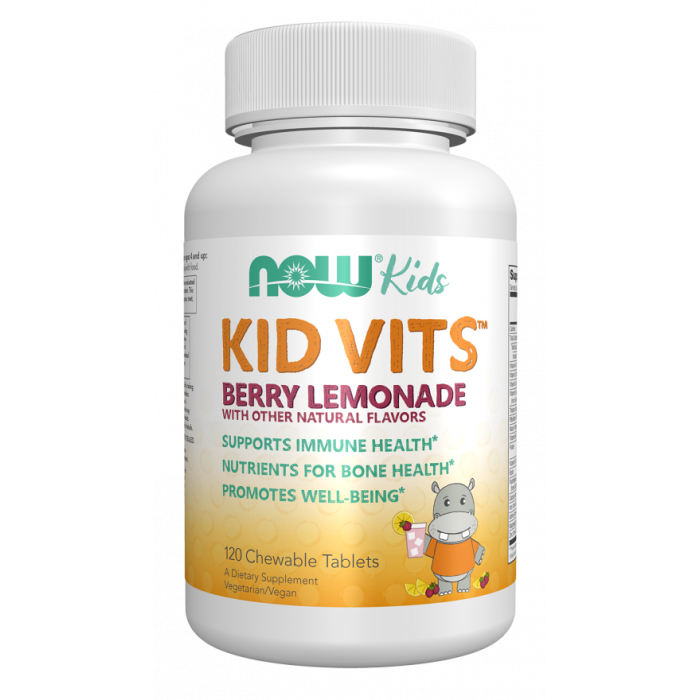 NOW Foods Kid Vits™ Berry Lemonade – 120 Chewable Tablets