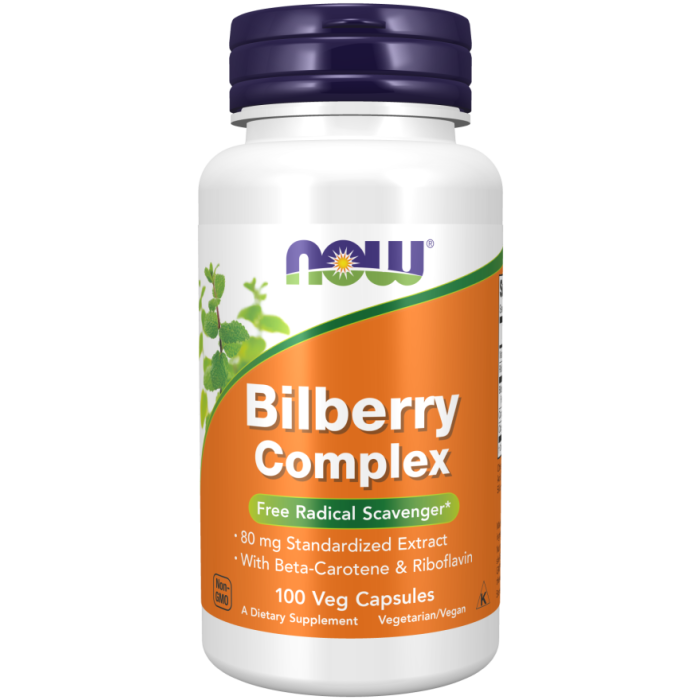 NOW Foods Bilberry Complex - 100 Veg Capsules