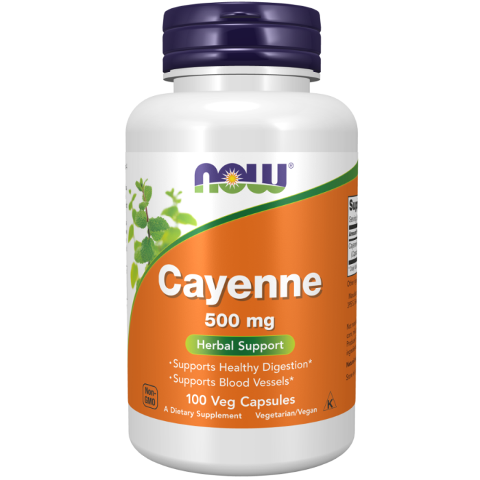 NOW Foods Cayenne 500 mg - 100 Veg Capsules