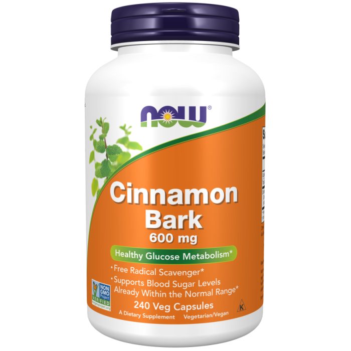 NOW Foods Cinnamon Bark 600 mg - 240 Veg Capsules