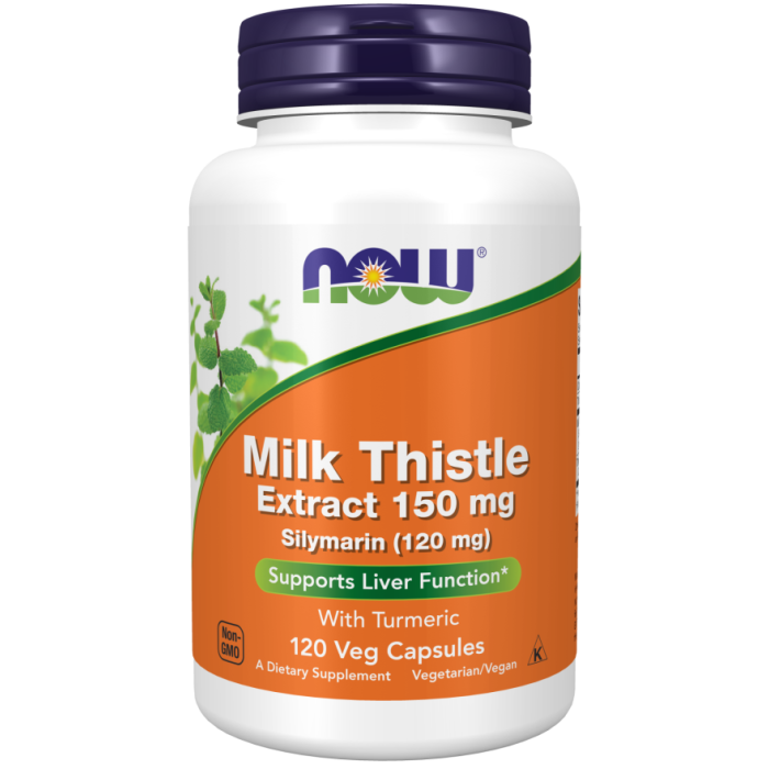 NOW Foods Milk Thistle Extract 150 mg Silymarin (120 mg) - 120 Veg Capsules