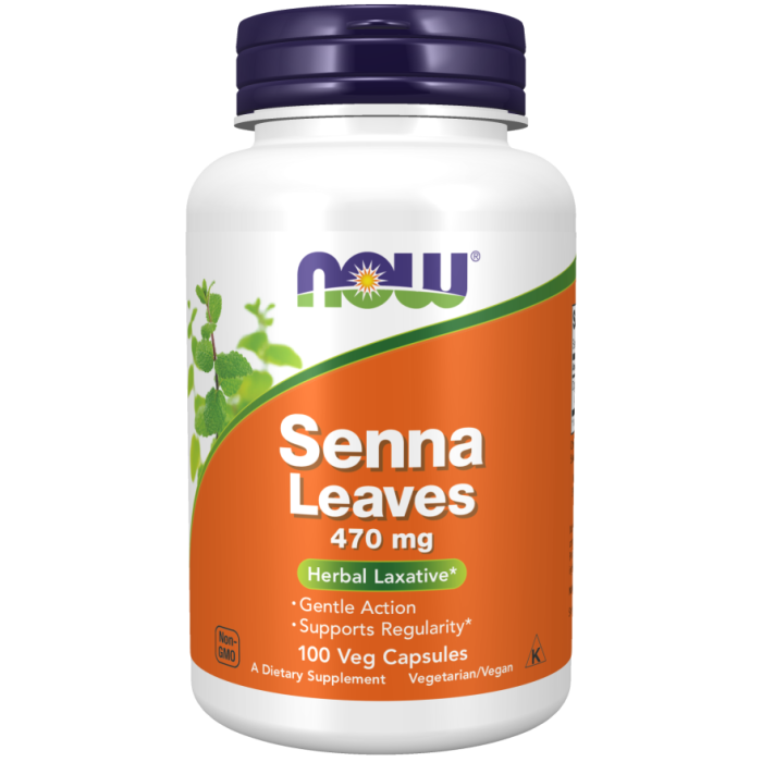 NOW Foods Senna Leaves 470 mg - 100 Veg Capsules