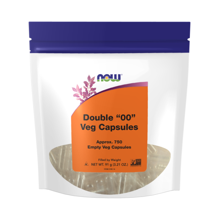 NOW Foods Empty Capsules, Vegetarian, Double "00" - 750 Veg Capsules