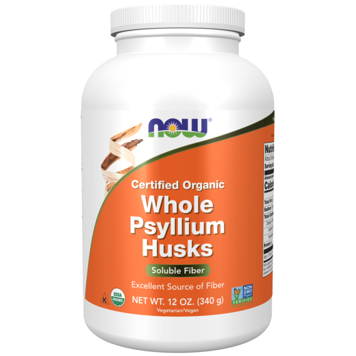 NOW Foods Organic Psyllium Husks Whole, 12oz - Front