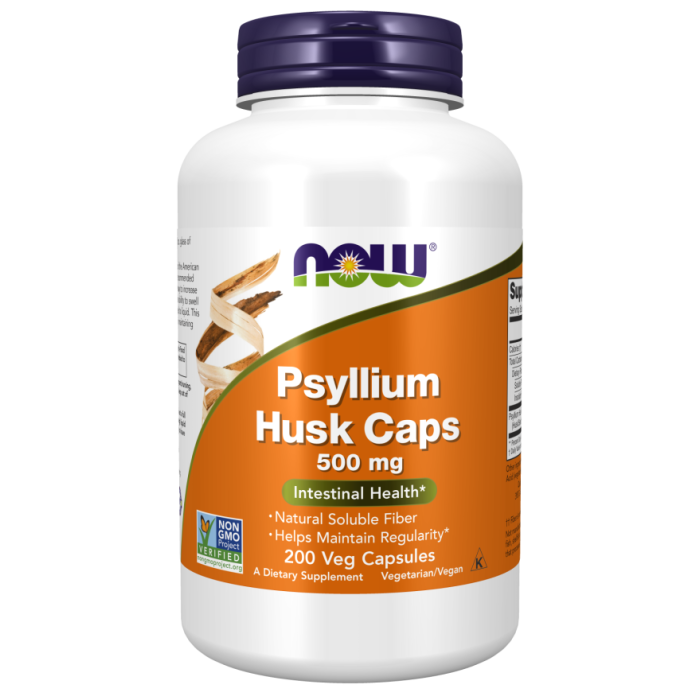 NOW Foods Psyllium Husk Caps 500 mg - 200 Veg Capsules