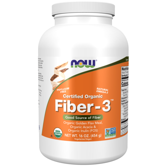 NOW Foods Fiber-3, Organic - 16 oz.