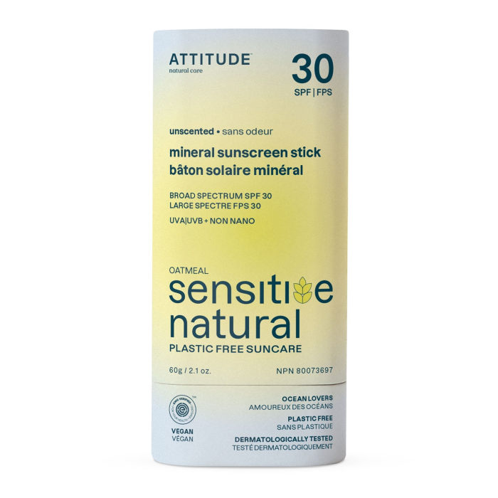 Attitude Mineral Sunscreen Stick for Sensitive Skin Unscented - Front view