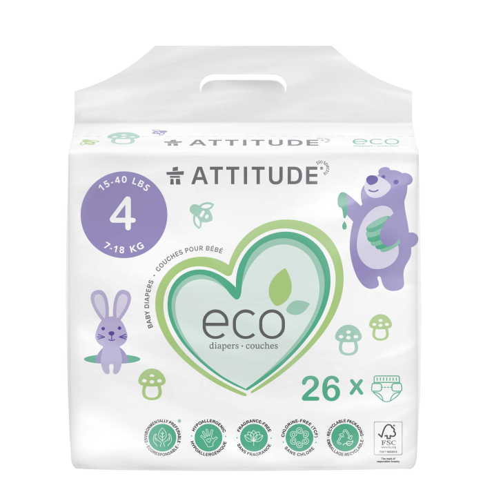 Attitude Baby Diapers Size 4 - Front view