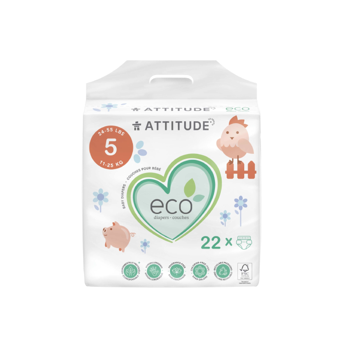 Attitude Junior Baby Diapers Size 5 - Front view