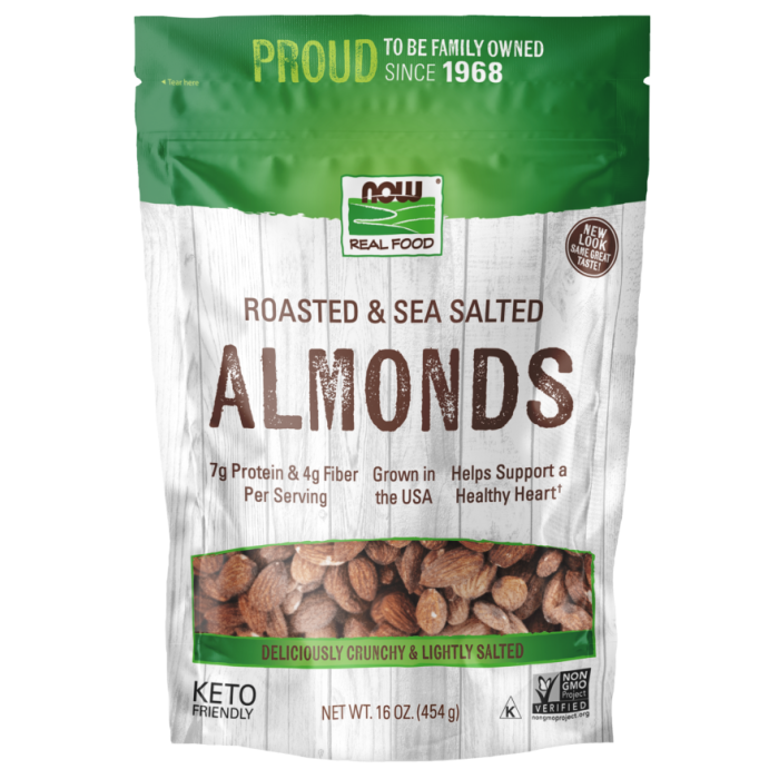 NOW Foods Almonds, Roasted & Sea Salted - 1 lb.