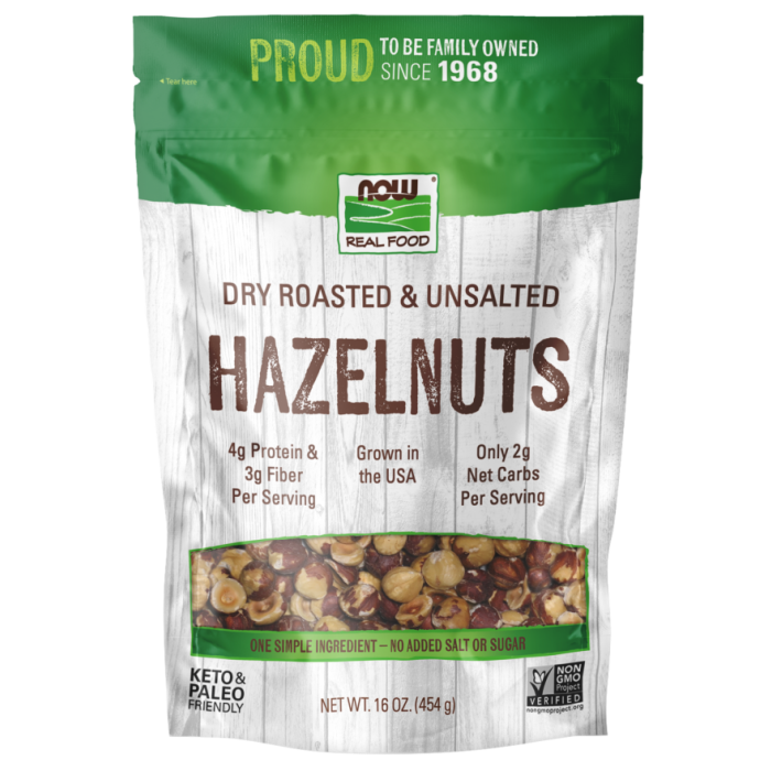 NOW Foods Hazelnuts, Dry Roasted & Unsalted - 16 oz.