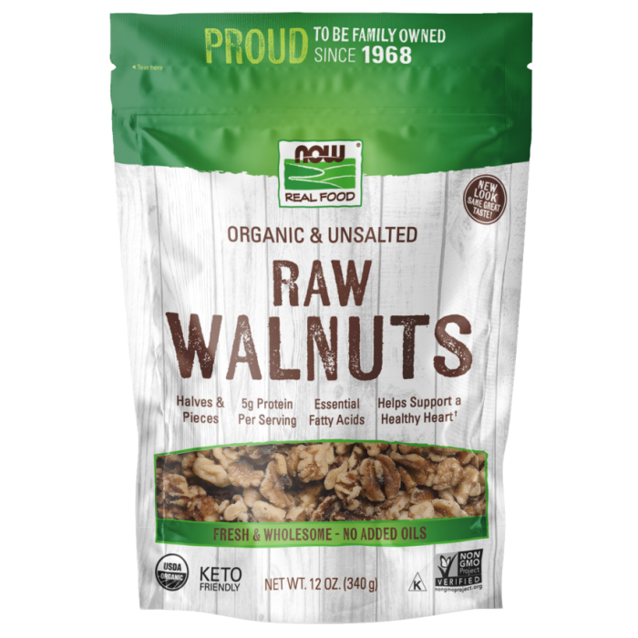 NOW Foods Walnuts, Organic, Raw & Unsalted - 12 oz.