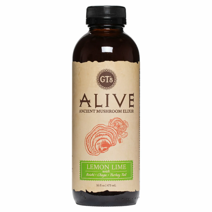 Gt's Living Foods Lemon Lime Alive Ancient Mushroom Elixir - Front view