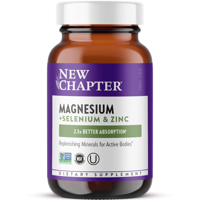 New Chapter Magnesium + Selenium & Zinc Tablets - Front view