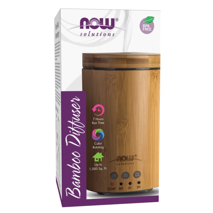 NOW Foods Ultrasonic Real Bamboo Essential Oil Diffuser