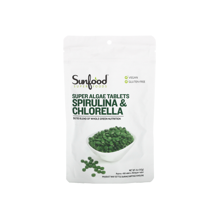 Sunfood Spirulina/Chlorella Tablets - Front view