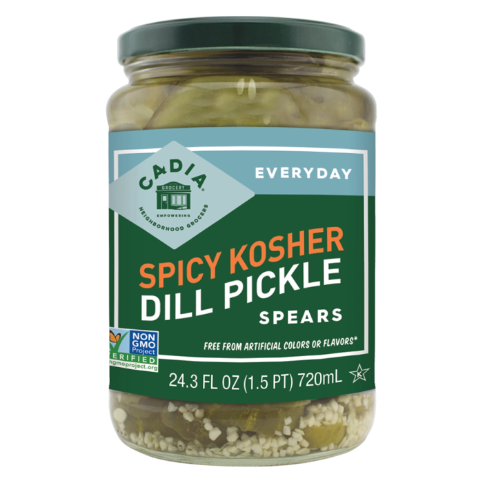 Cadia Kosher Spicy Dill Pickle Spears - Front view