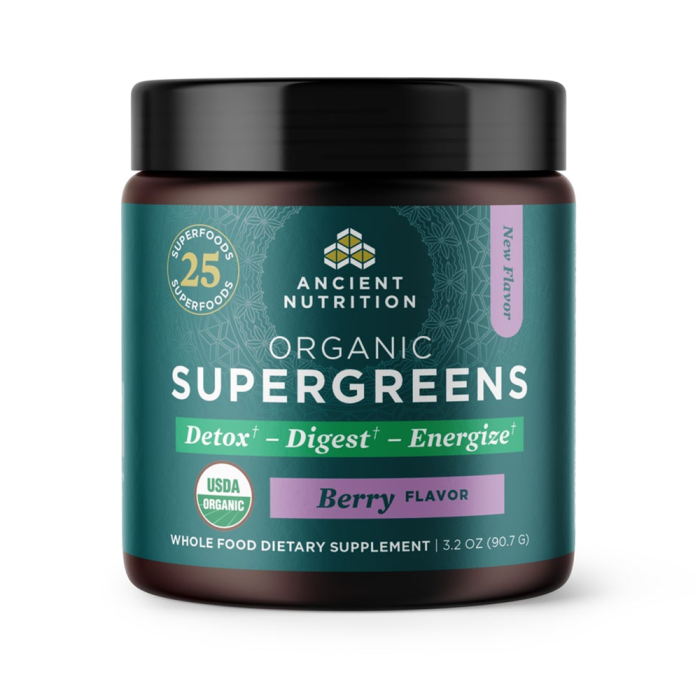 Ancient Nutrition Organic SuperGreens Berry Powder - Front view