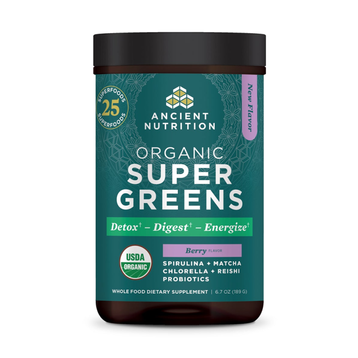  Ancient Nutrition Organic SuperGreens Berry Powder - Front view