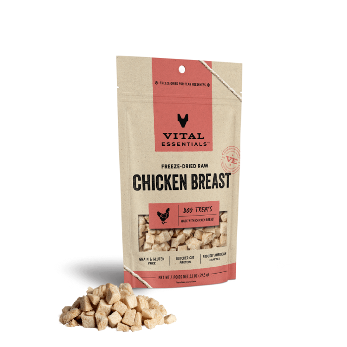 Vital Essentials Freeze Dried Dog Treats, Chicken Breast - Front view