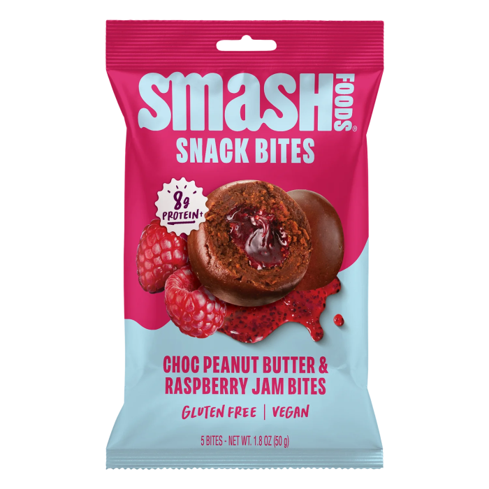 Smash Foods Choc Peanut Butter Raspberry Snack Bites - Front view