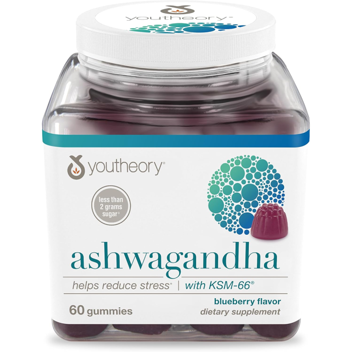 Youtheory Ashwagandha Gummies with KSM-66 Blueberry Flavor - Front view