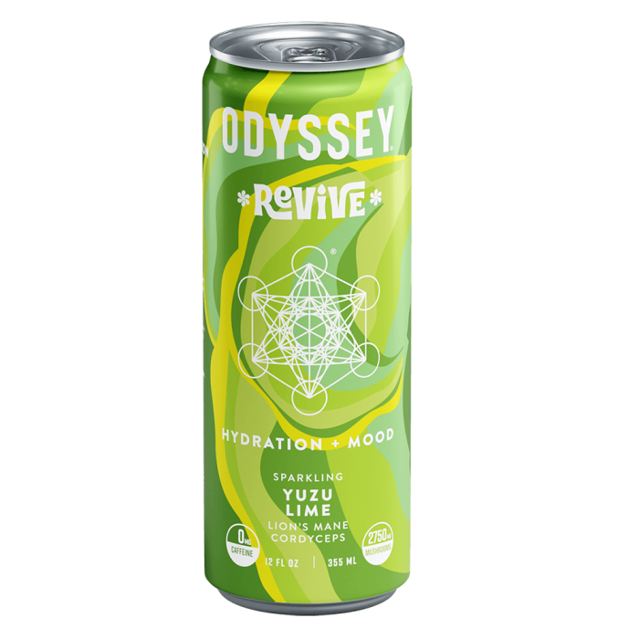 Odyssey Elixir Yuzu Lime Revive Sparkling Mushroom Energy Drink - Front view