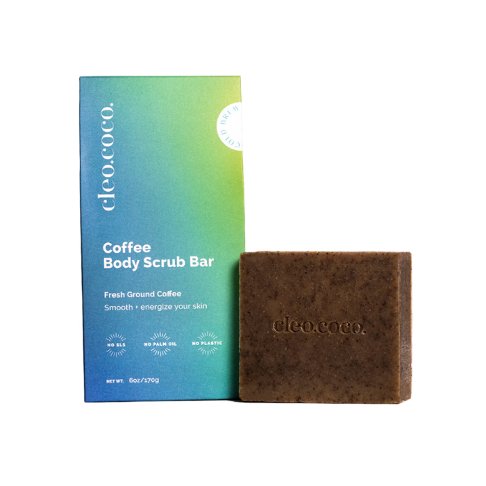 Cleo+Coco Coffee Body Scrub Bar - Front view