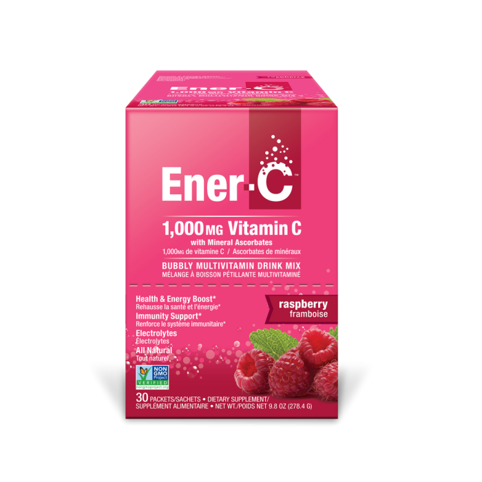 Ener-C Raspberry 1000mg Vitamin C Multivitamin Drink Mix Powder - Front view