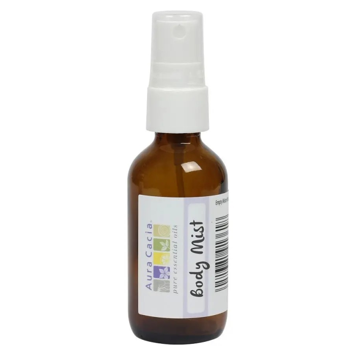 Aura Cacia Empty Amber Mister Bottle with Writeable Label - Front view